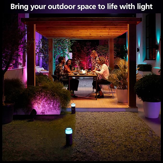 PHILIPS Hue Calla Large Outdoor Pedestal Light (Low-Volt) (104 x 402 mm) White &amp Color Pathway Light Voice Control with Alexa Apple Home &amp Google Assistant Bridge Required