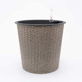13 in.Gray Wicker Self Watering Planter