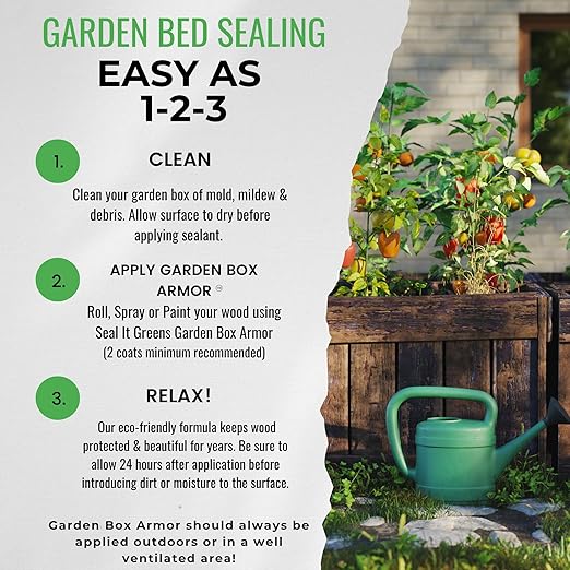 Seal It Green Cedar Garden Box Sealer-Plant Based Non-Toxic and Non-Leaching Garden Bed Wood Sealer. Helps Protect Cedar &amp All Wood Types Used for Raised Bed Gardens. Zero Toxic Chemicals (
