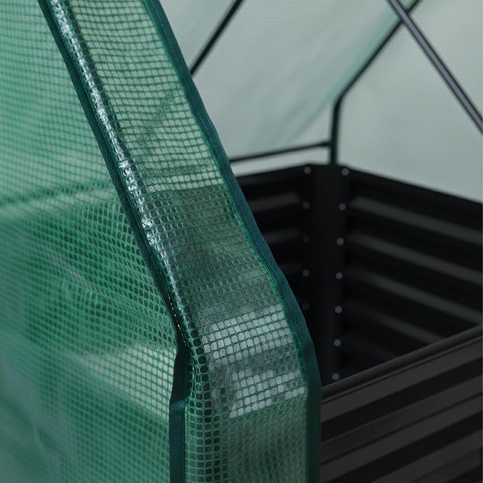 Relaxdays Raised Bed with Greenhouse for Flowers Plants and Vegetables H x W x D: 92 x 125 x 95 cm Garden Plant Bed Black