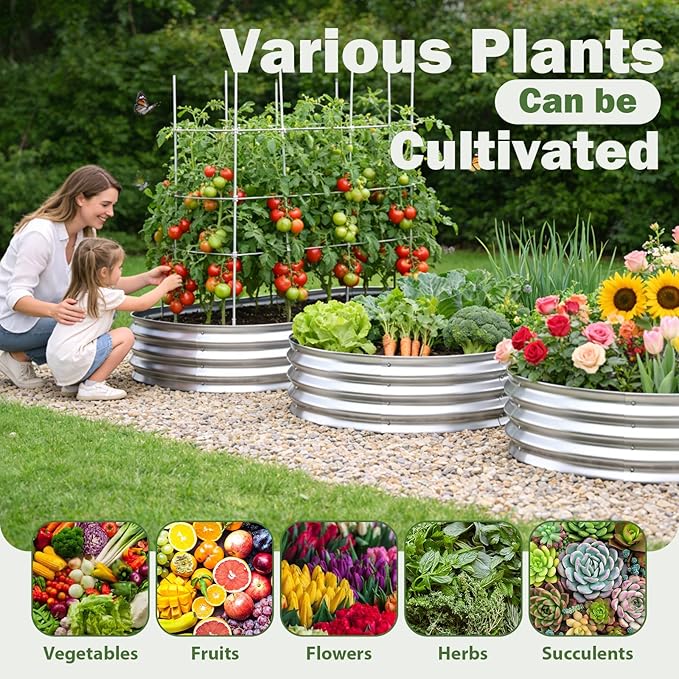 Galvanized Raised Garden Bed Outdoor 8x2x1ft Metal Heavy Duty Planter Boxes for Gardening Easy Assemble Small Oval Plant Container Kit for Vegetables Flowers Fruits Silver 1 Pack