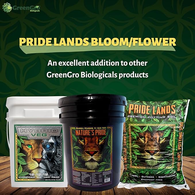 Pride Lands Bloom Ultra-Premium Organic Dry Fertilizer w/NO Fillers Bigger Brighter Flowers and Plants w/Our Complete Bloom Food Recharge Nutrients and Boost Growth w/Optimal Blend of NPK 10 lb