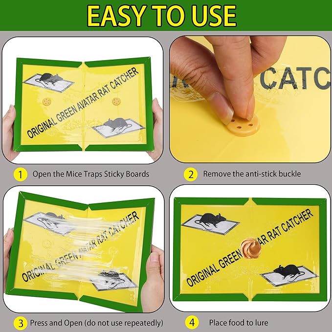 Ezoon 24 Pack Large Mouse Glue Traps with Enhanced Stickiness Sticky Rat Snake Mouse Traps Pad Board for House Indoor Outdoor Easy to Set Extra Large (8.3 x 12)