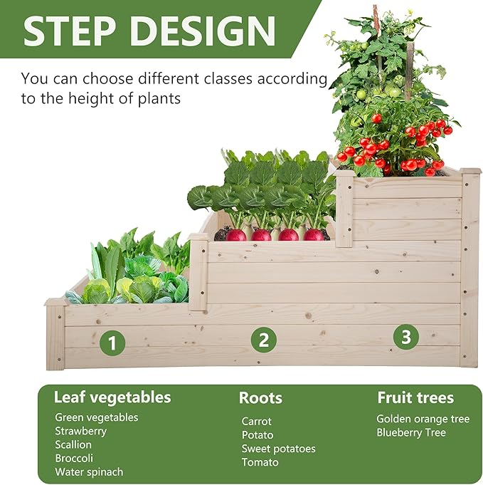 PayLessHere Wooden Garden Bed Raised Planter Box Outdoor Patio Gardening Planter and Indoor Elevated Garden Grow Box for Vegetable Flower