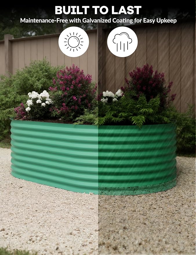 Outdoor and Indoor use Garden Raised Garden Bed Kits 8x4x2 ft Metal Raised Planter Bed for Vegetables Flowers Ground Planter Box- Green