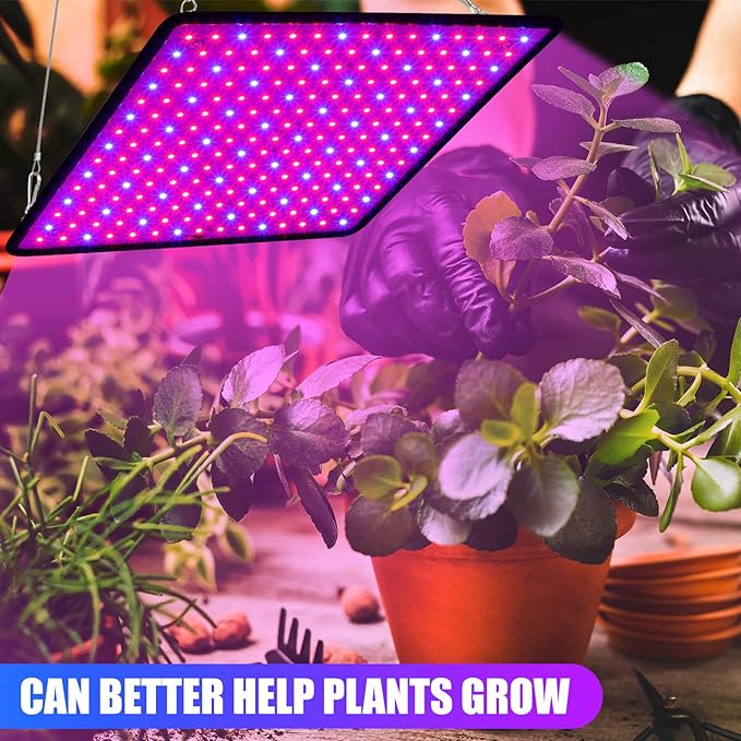 Liliful 4 Pcs Grow Lights Panel 200W Artificial Full Spectrum Grow Lamps with 225 LEDs for Indoor Outdoor Seedling Tent Flowe(Red Blue)