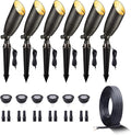Gardenreet 12V Landscape Spotlight Bundle - 6 Pack Brass Spotlight 65FT 16/2 Cable Outdoor Waterproof LED Fixture for Garden Wall Tree with 5W 2700K Warm White MR16 Bulb