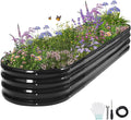 Galvanized Raised Garden Bed Outdoor- Raised Beds for Gardening| Metal Planter Box Steel Raised Garden Bed Kit with Safety Edging and Gloves for Vegetables Flower Herbs (8x2x1FT Gray)