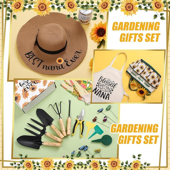 Lasnten 16 Pcs Garden Gift for Christmas Women Mom Grandma Birthday Gift Garden Tools Set Best Ever Mother Present for Her from Daughter Son Granddaughter Grandson(Nana)