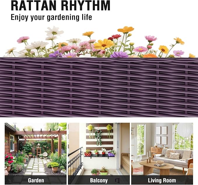 Raised Garden Bed with Reinforcement Rods Elevated Planter Boxes for Outdoor Plants with Drainage Holes for Flowers Vegetables Herbs Patio Backyard Deck Balcony Purple 31.5x15.7x13.8 in