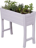 Nuvue Products 26020 36 L x 15 W x 32 H Polymer with Woodgrain Texture White Elevated Garden Box