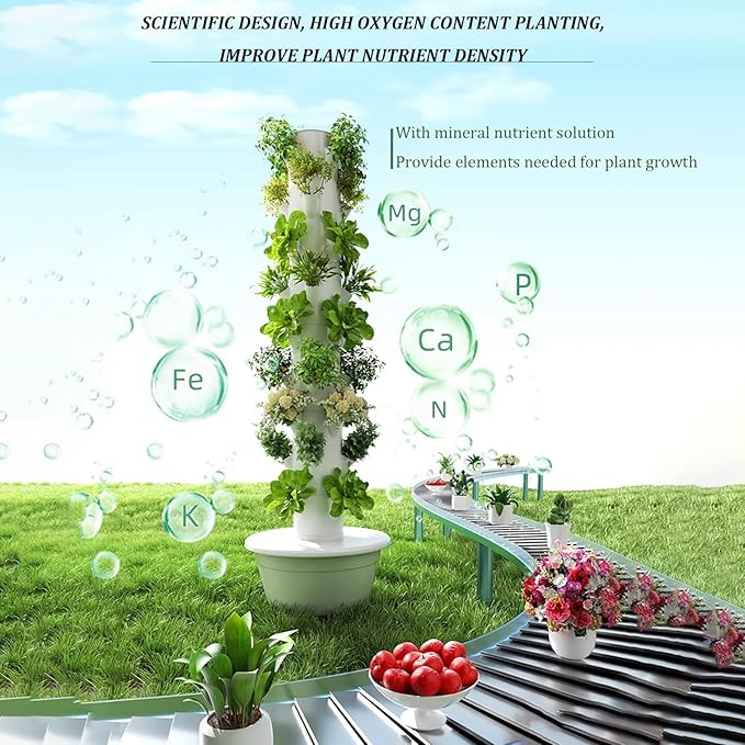 Hydroponics Growing Systemhydroponics Growing TowerTower Garden Hydroponics Growing Systemfor Herbs Fruits and Vegetableswith Hydrating Pump Adapter Net Pots Timer.