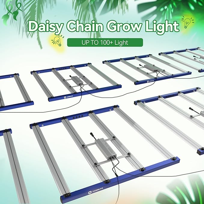 FARMLITE Grow Light 420Watts Grow Lights for Indoor Plants Full Spectrum LED Bar Growing Light Plant Hanging Growing Lamps Seedling with 1054pcs Diodes Daisy Chain Dimmable Board 5x5ft Coverage