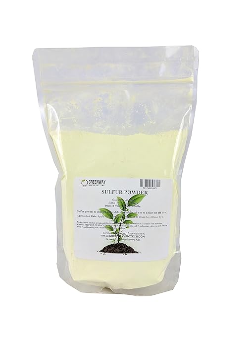 Greenway Biotech Inc. Organic Sulfur Powder Fertilizer for Plants- Required to Lower pH &amp Increased Sulfur Deficiencies- Essential Nutrients for Plant Growth with Macronutrients (2 Pounds)