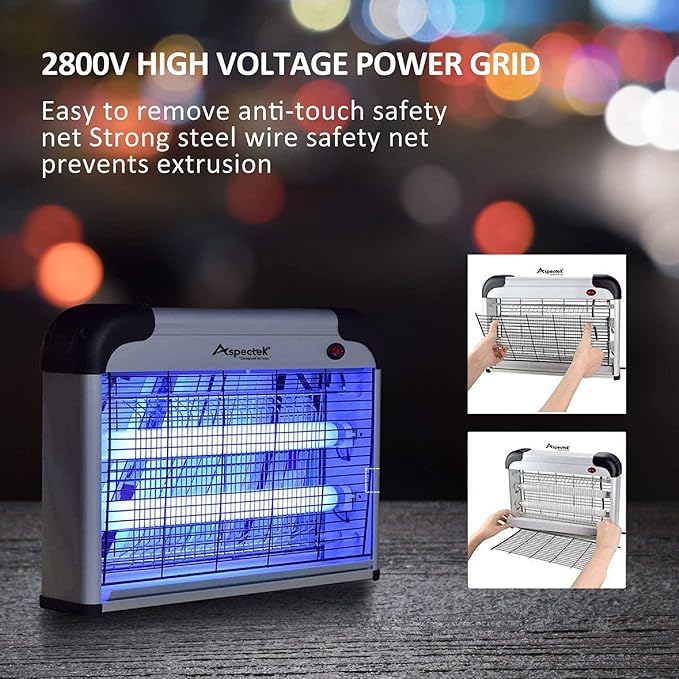 ASPECTEK Insect Killer Bug Zapper Powerful 20W Electronic Indoor Fly Zapper for Mosquito Fungus Gnat Asian Beetle Moth Flying Pests - Indoor Use Includes 2-Pack Replacement Bulbs