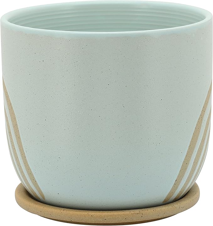 Generic 8 Arch Planter W Saucer Mint Green