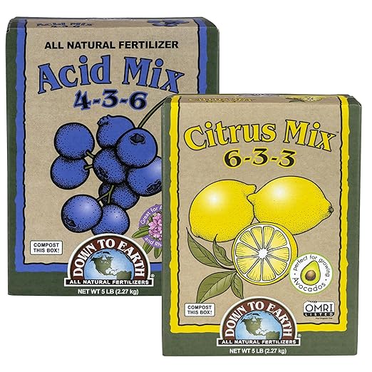 Down To Earth Citrus Mix 6-3-3 &amp Acid Mix 4-3-6 Fertilizer Bundle | Organic Plant Food for Citrus Blueberries &amp Acid-Loving Plant | Nutrient-Rich Soil Amendment for Garden &amp Potted Plants