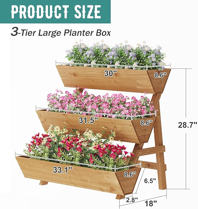 Raised Garden Bed 3 Tier Vertical Garden Planter for Indoor &amp Outdoor Raised Planter Box with Legs