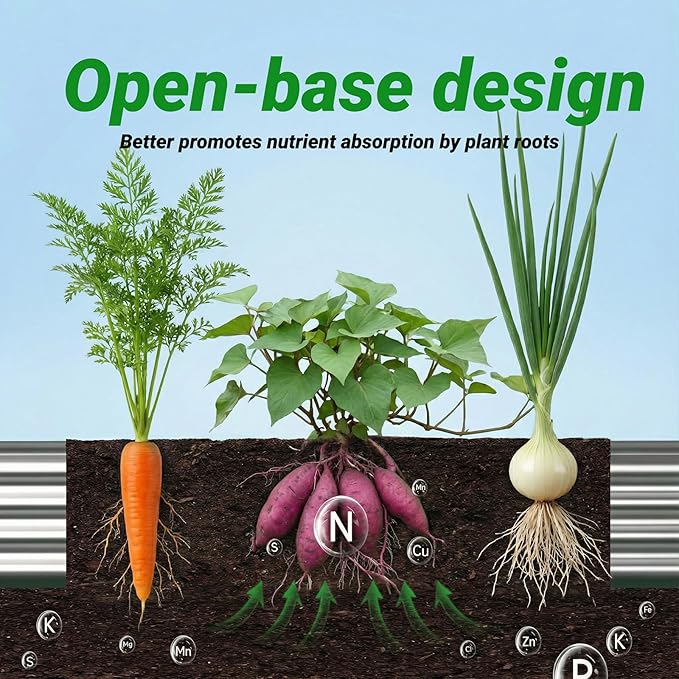 2PCS 6x2x1 FT Rectangle Metal Raised Garden Bed Kit Elevated Garden Planter Box Outdoor Large Planters for Outdoor Plants Flower Vegetables Fruit Herbs (Silver)