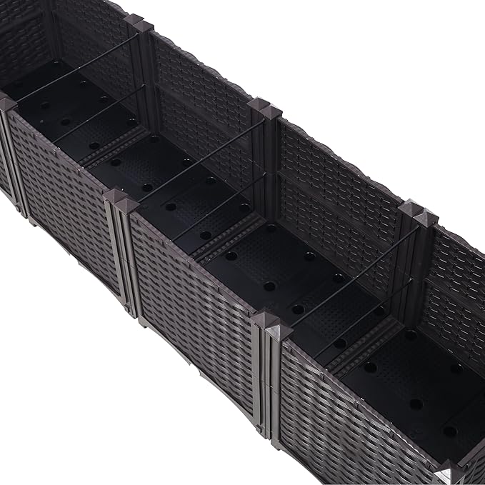 Deep Raised Garden Bed Plastic Planter Boxes for Vegetables Flowers Herbs and SucculentsSelf Watering Planter Box Raised Bed to Grow Flowers Herbs Vegetables 63 L X 15.7 D X 14.7 H