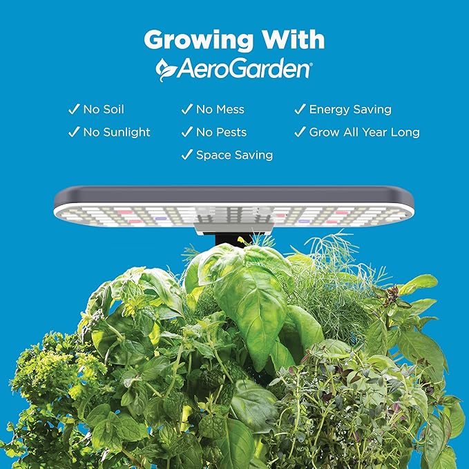 AeroGarden Harvest 2.0 Indoor Garden Hydroponic System with LED Grow Light Holds up to 6 Pods Charcoal