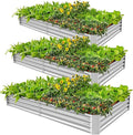 Land Guard 3 Pack 6×3×1ft Galvanized Metal Raised Garden Bed Metal Planter Kit Box Outdoor for Deep-Rooted Vegetables Flowers Green and Herbs Silver