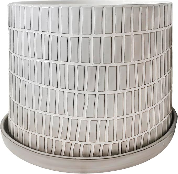S2 1012 Tribal Planter W Saucer White