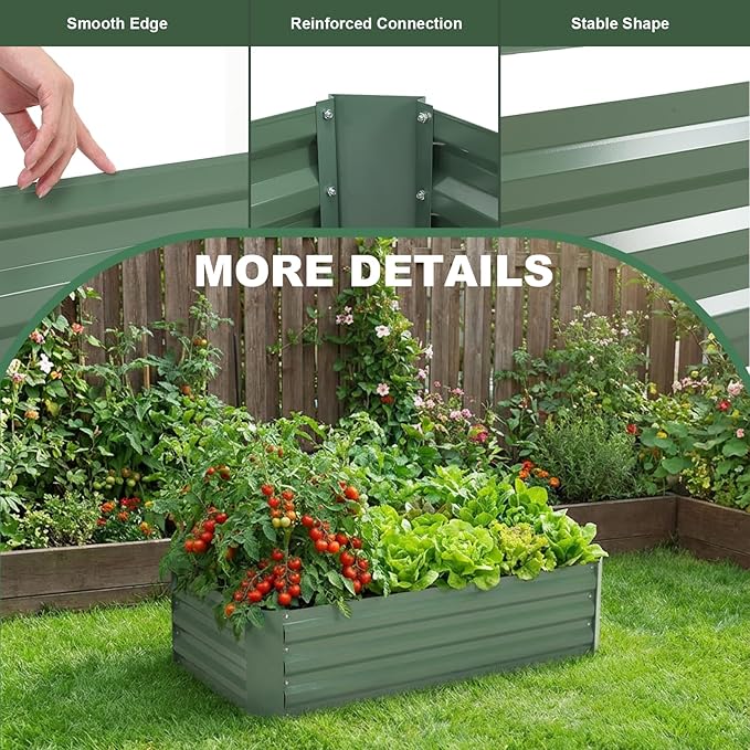 BPS Galvanized Raised Garden Bed 4' x 2' x 1' Metal Planter Raised Garden Boxes Outdoor for Flower Planters Vegetables Herbs
