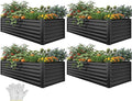 YITAHOME 8x4x2 ft 4pcs Galvanized Raised Garden Bed Kit Large Metal Planter Box with Gloves Safety Rubber &amp Support Rod Outdoor Flower Bed for Plants Vegetables Black