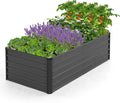 NUU GARDEN 6x3x2ft Rectangular Galvanized Raised Garden Bed for Gardening Elevated Planting Metal Planter Box Outdoor Patio Planting Bed for Vegetables Flowers Herb Dark Gray