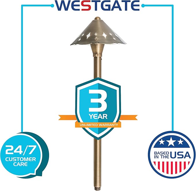 Westgate Lighting LED Area Light- Built-in Integrated LED Outdoor Light - 6 Height of Stem-Solid Brass Antique Bronze Finish Landscape Light- 12V of AC/DC Current (1)