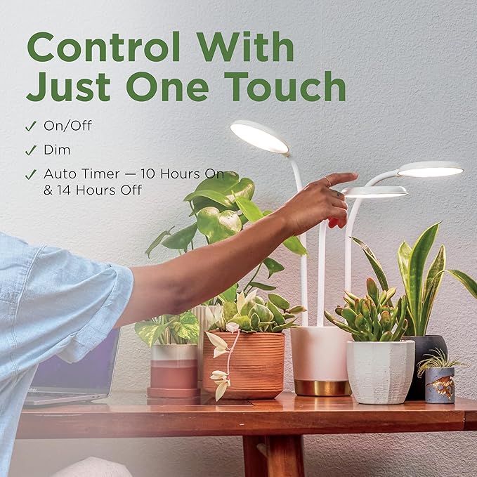 AeroGarden Trio Grow Light for Indoor Plants Grow Live Plants Anywhere in The Home Adjustable Light Modes Cream