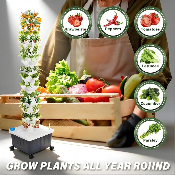 Indoor Hydroponic Growing Tower Growing Vertical Growing Tower 15 Layers 45 Plant Sites for Leafy Vegetables and Fruits