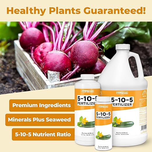5-10-5 Fertilizer for Plants Great for Root Vegetables Fruiting Vegetables and Flowers Plant Fertilizer by TPS Plant Foods 1 Gallon (128oz)