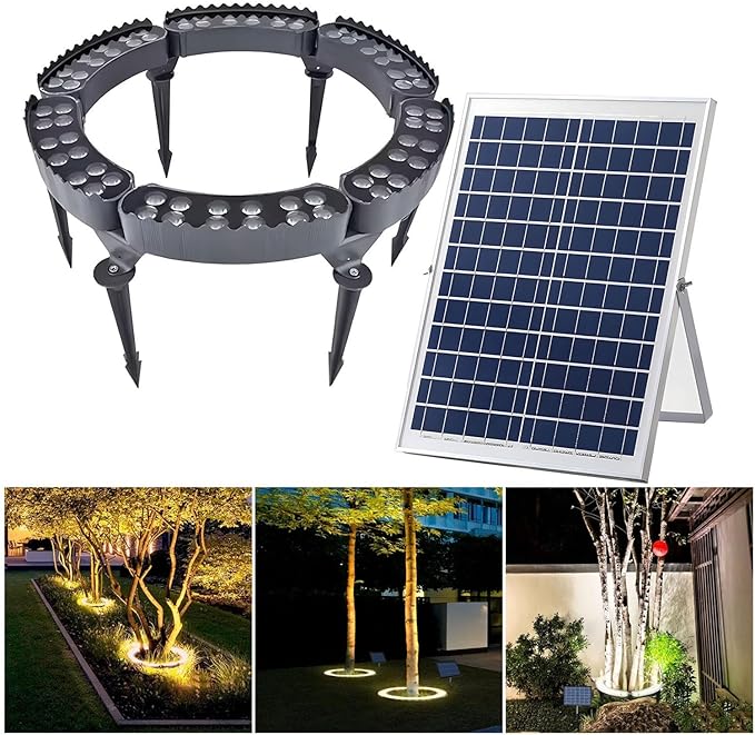 Garden Solar Lights LED Solar Landscape Spotlights for Big Tree Outdoor Ring Tree Light Made to Last(Red LightPack of 6)