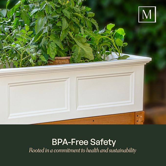 Mayne Fairfield Elevated Garden Bed - Graphite Grey - 48in L x 18in W x 14in H - with Built-in Water Reservoir (4890-GRG)