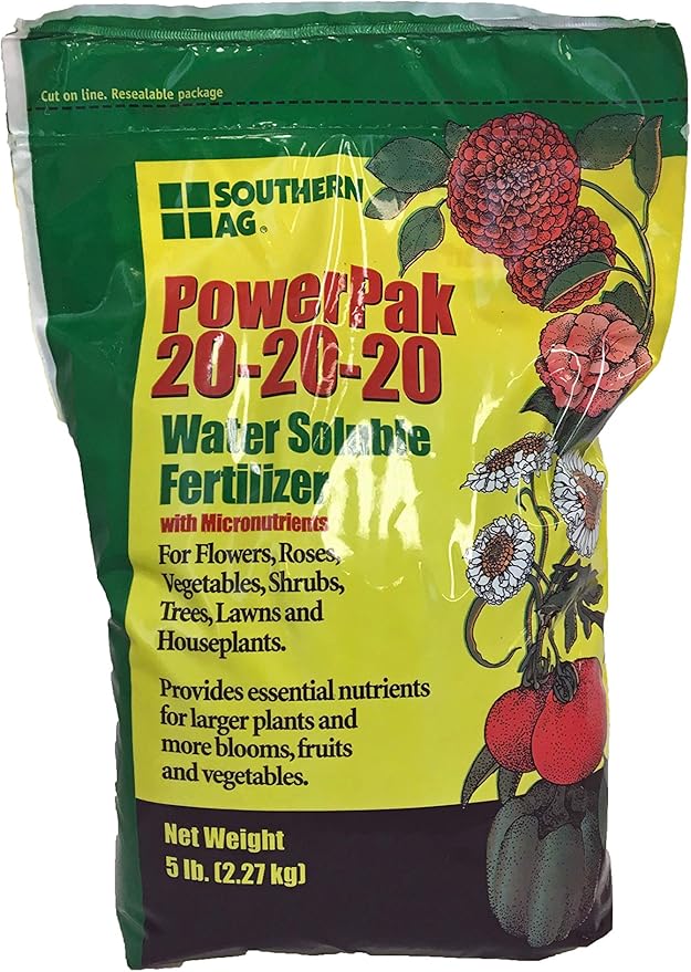 Southern Ag PowerPak 20-20-20 Water Soluble Fertilizer with micronutrients (5 LB) (Pack of 8)