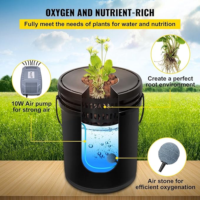 Hydroponics Deep Water Culture DWC Hydroponic System 5 Gallon 5 Buckets