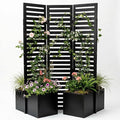 Privacy Screen with Planter Box 3-Panel Outdoor Privacy Planters Freestanding Room Divider with Self-Draining Raised Garden Beds &amp Trellis Metal Garden Fence Panel for Patio Deck Yard
