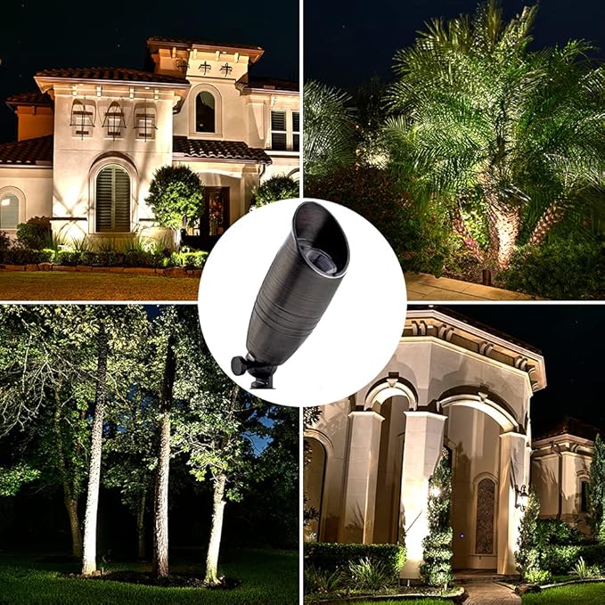LED Spot Lights Outdoor Landscape Lighting 108 - Solid Brass Spotlight LED Yard Lights Security Landscape for Beautiful Bright Long Lasting Home Garden Patio Pool Area Deck Lighting (No Bulb) (1)
