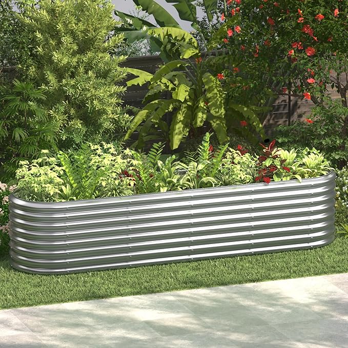 BTDVR 9x2x2ft Raised Garden Bed for Vegetables 9 in 1 Adjustable Outdoor Garden Raised Planter Box Raised Beds for Gardening Flower