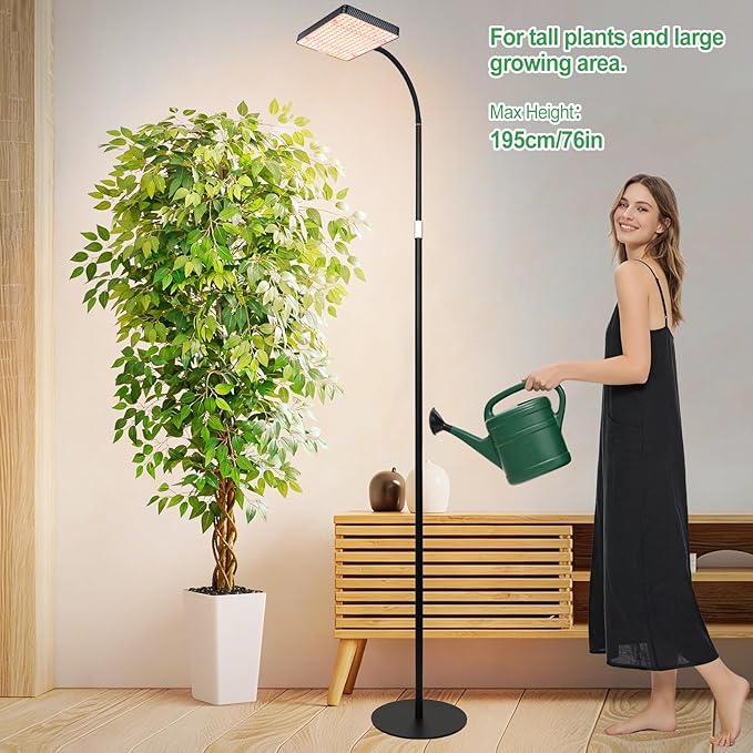 2026 Full Spectrum Floor Lamp Grow Light 25 Watt Bright Grow Lights for Indoor Tall Plants Bonsai Tree Auto On/Off Daily Timer(4/8/12/16/20H) Adjustable Stand 24-78