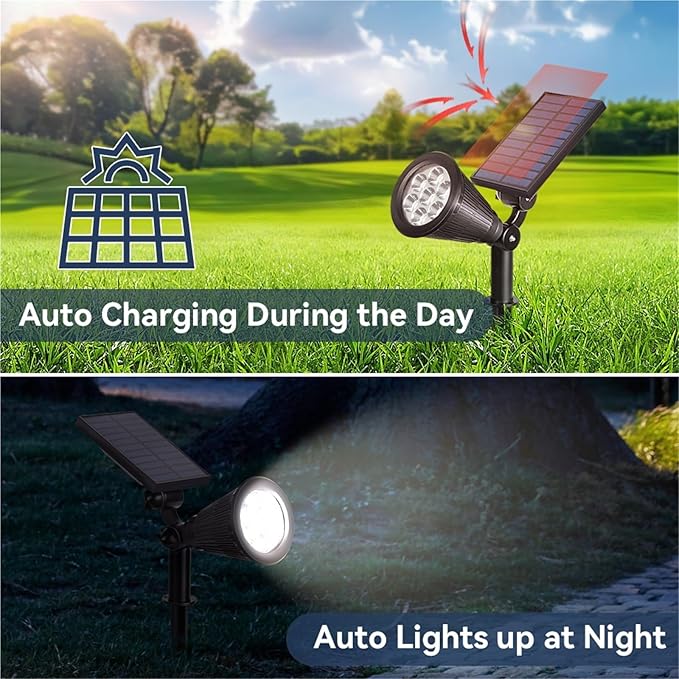 Outdoor Solar Spotlights with Spike for Garden Path Lighting(Warm Light4 PCS)