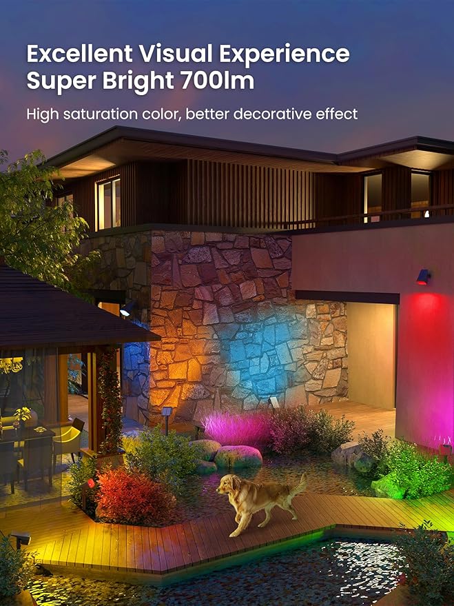 Solar Spot Lights Outdoor 9 Lighting Modes RGB Solar Lights Outdoor Waterproof IP65 63 LED Landscape Spotlights for Holiday Decorations