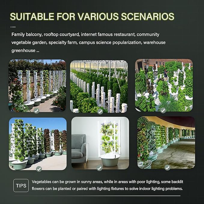 Home Hydroponic Grow Tower Kit w/Foldable LED: Smart Indoor Garden System w/Auto Water Cycle Perfect for Growing Strawberries Vegetables Leafy Plants &amp Herbs (9 Layer)