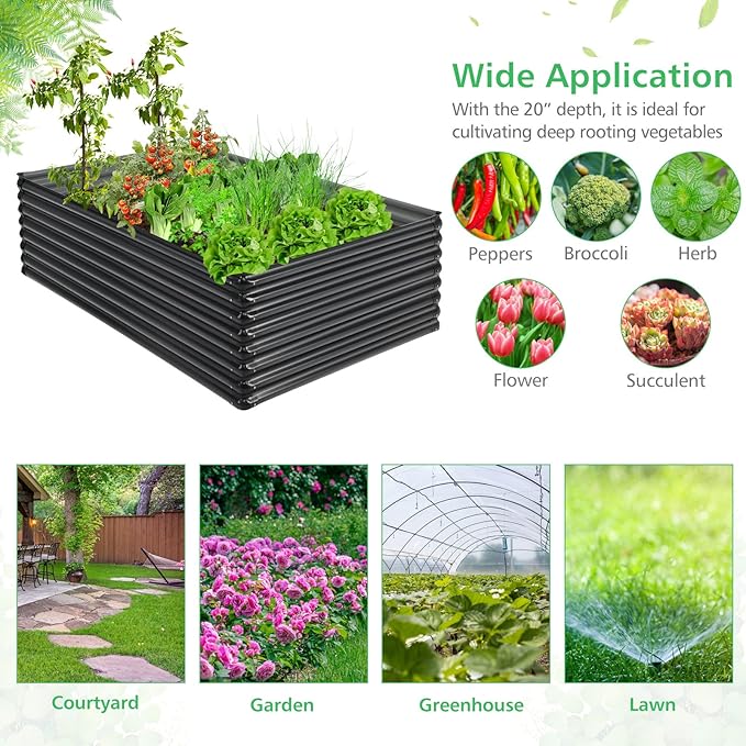 HAPPYGRILL Raised Garden Bed Raised Planter Box &amp Firewood Rack 71 x 20.5 x 43.5 Large Outdoor Galvanized Raised Garden Bed for Vegetable Flower Fruit HerbEasy Assembly