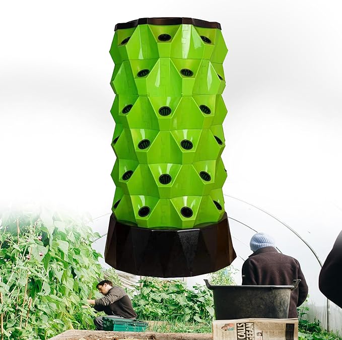 Hydroponics Indoor Garden Growing Sys-temAeroponic Vertical Tower Garden Farm Plants Fresh Herb Garden Fruits &amp Vegetables NurseryGreen-48holes