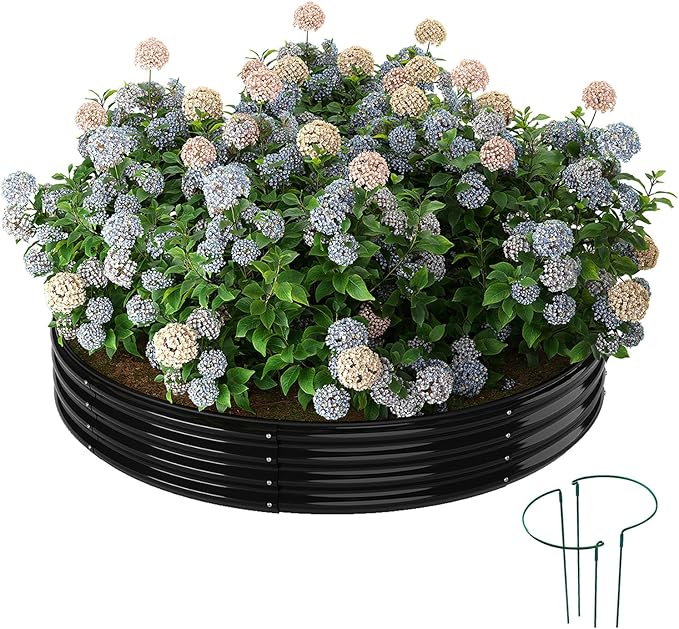 Galvanized Metal Planter Round Raised Garden Bed Kit for Gardening Outdoor3x3x1ft Grow Garden Box Raised Flower BedRound Galvanized Planter Outdoor Large Metal Fire Pit Ring Black