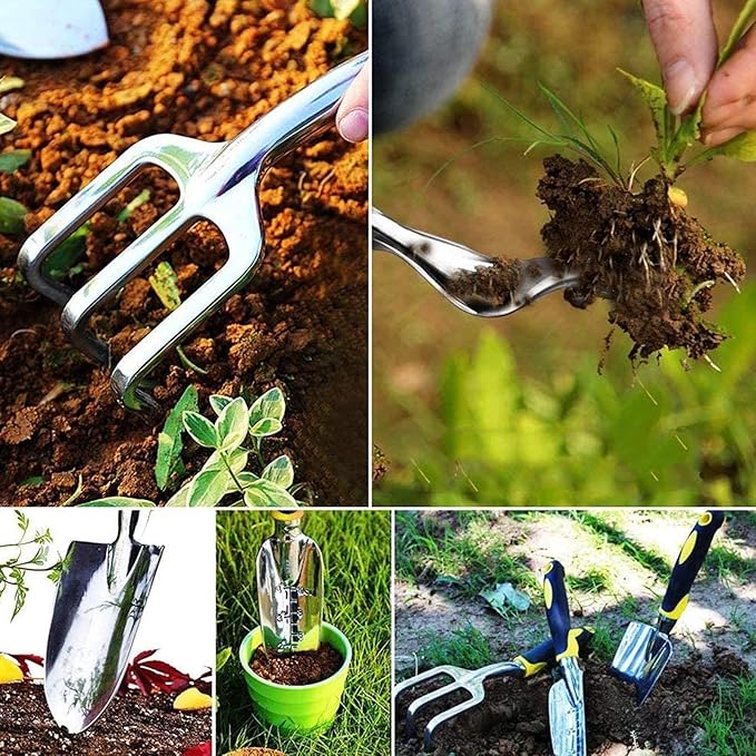 DINGFAN Garden Tool Set 5 Pcs Gardening Tool Set for Women Men Mini Aluminum Garden Hand Tools Kit Ideal Garden Tools Gifts for Women Men