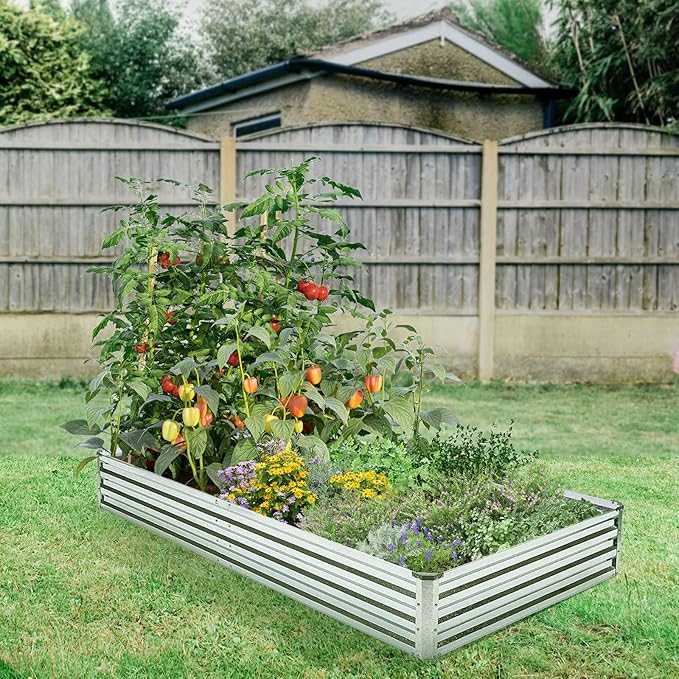Galvanized Raised Garden Bed Kit - Metal Raised Planter 2pcs/Pack 6'x3'x1' for Flowers Plants Vegetables Herb
